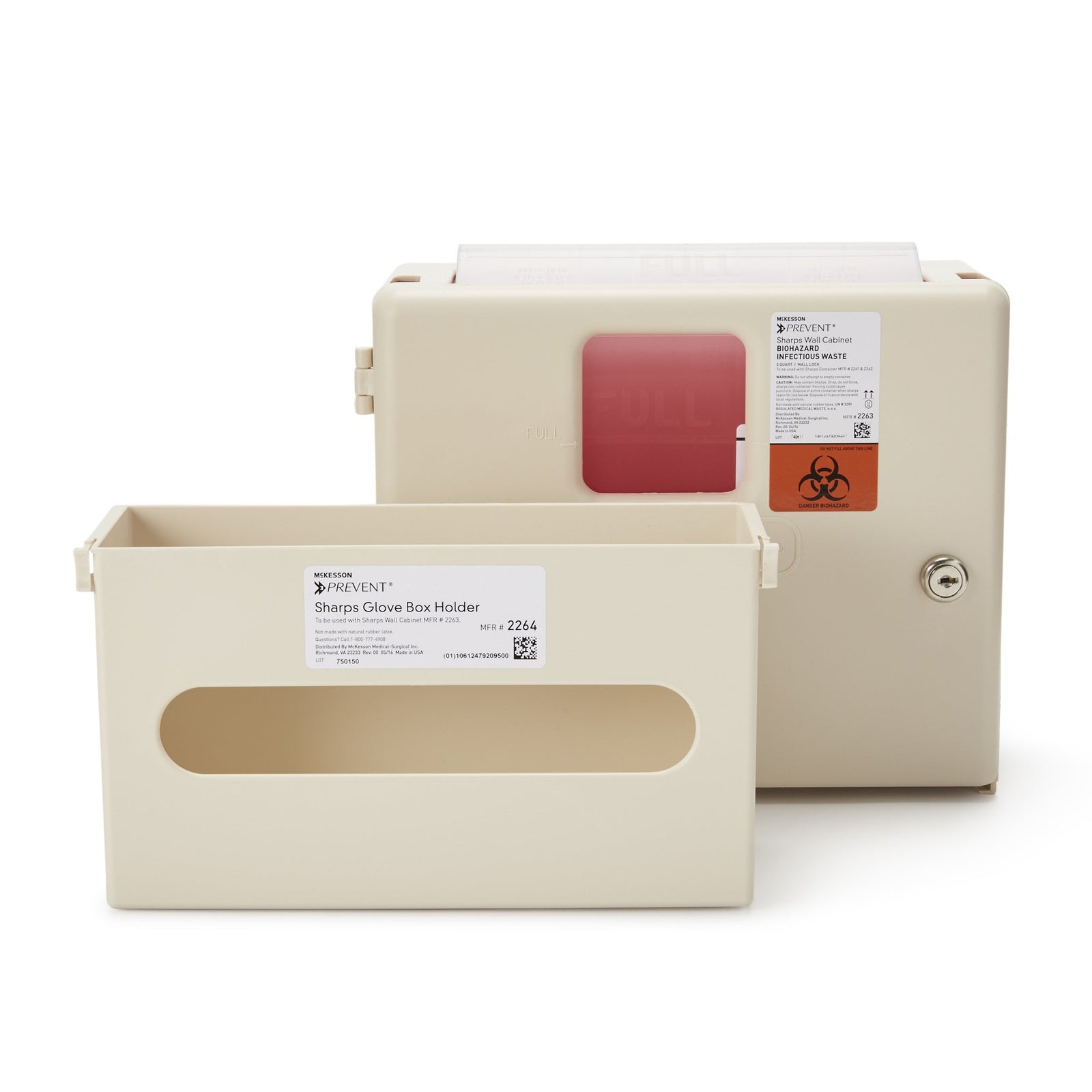 McKesson Prevent® Sharps Container Cabinet with Glove Box - 15H x 12.25W x 4.75D Inch