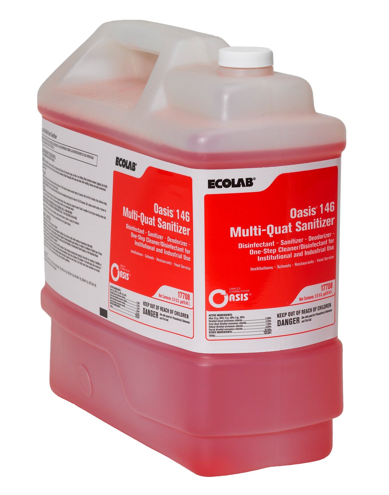 Ecolab Oasis 146 Multi-Quat Sanitizer Quaternary Based Surface Disinfectant Concentrate 2.5 gal. Jug