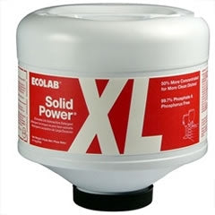 Ecolab Solid Power XL with GlassGuard Dish Detergent 9 lbs. Bottle Capsule