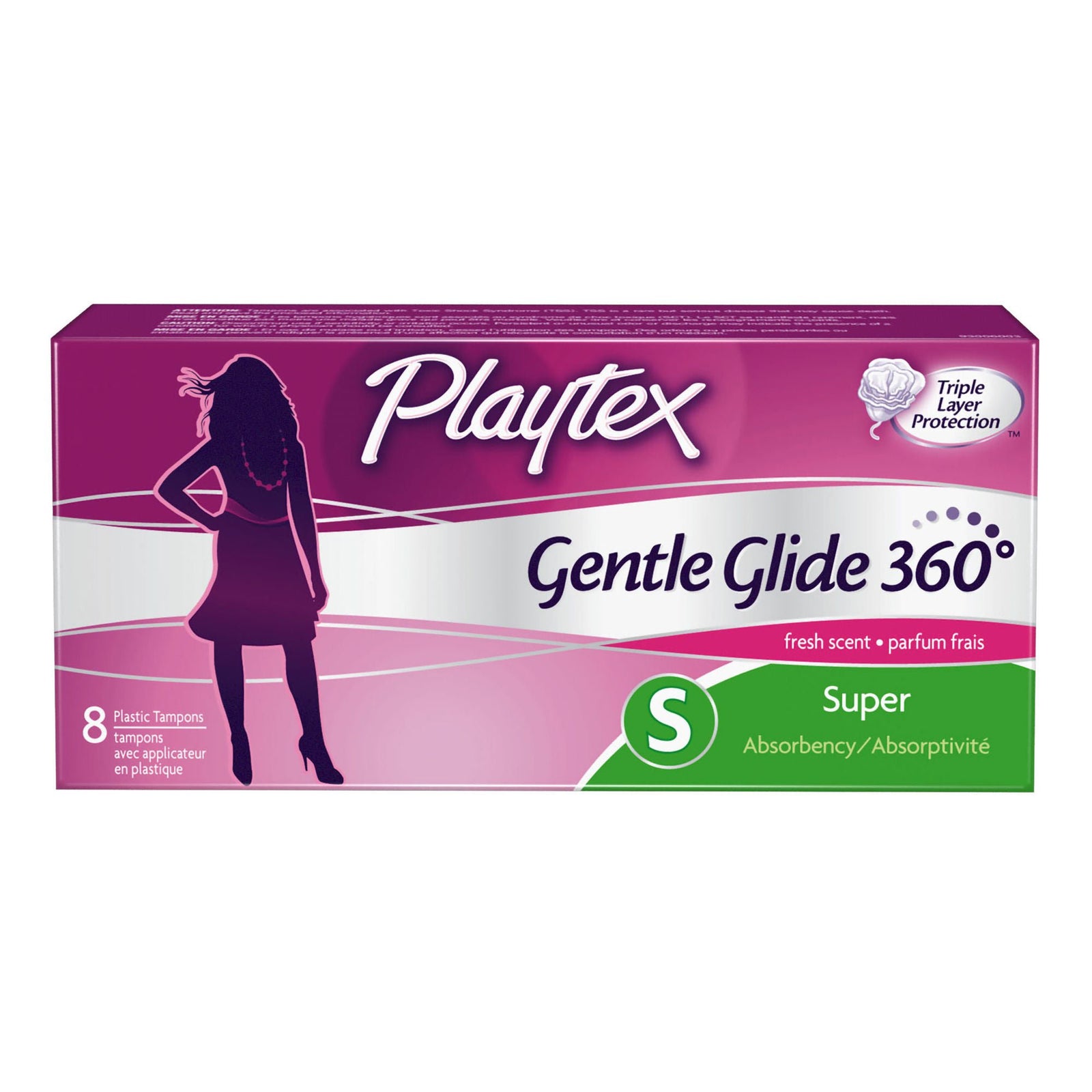Playtex Gentle Glide 360 Deodorant Super Tampons, Fresh Scent, 8 Count