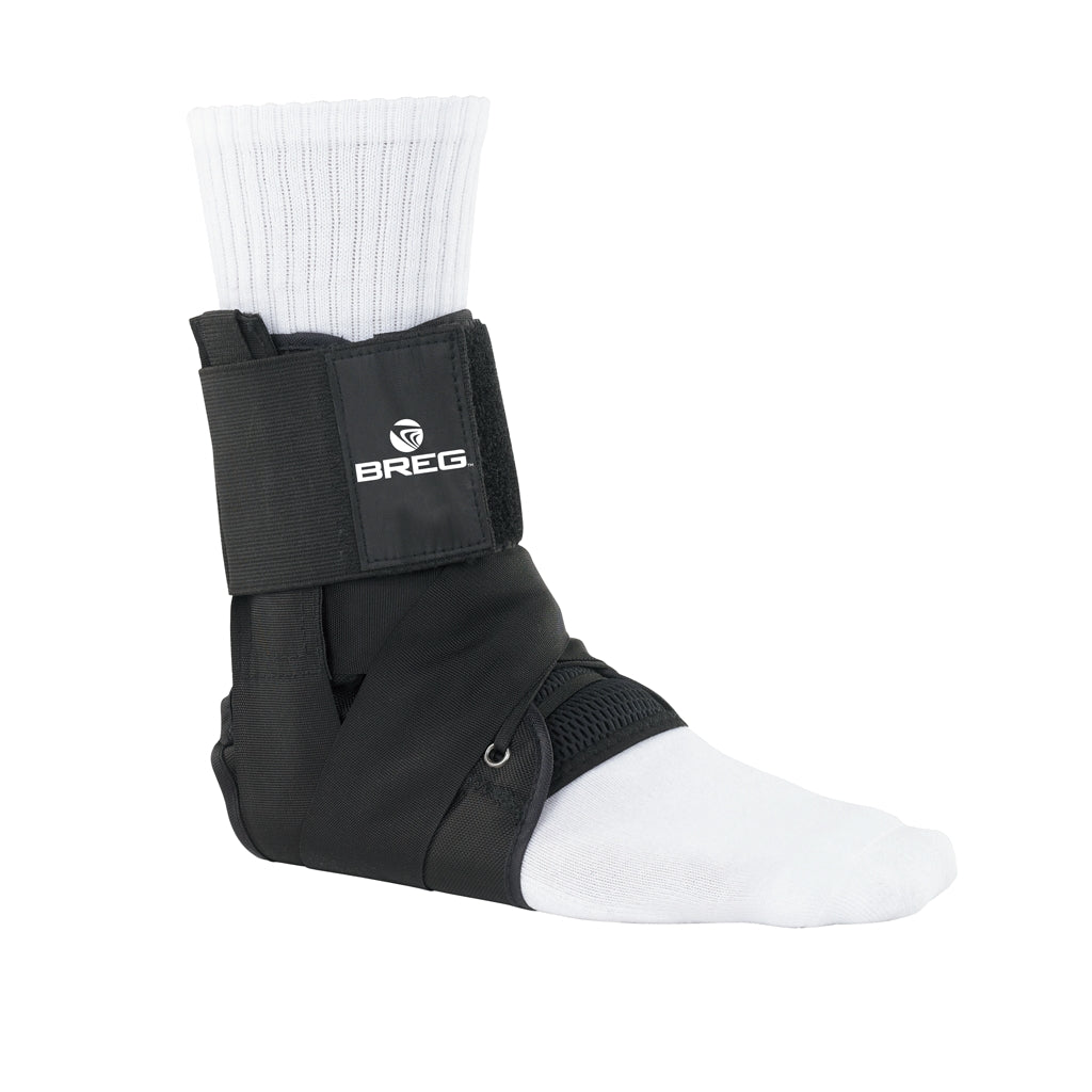 Breg Lace-Up Ankle Brace with Tibia Strap, Black, 2X-Large