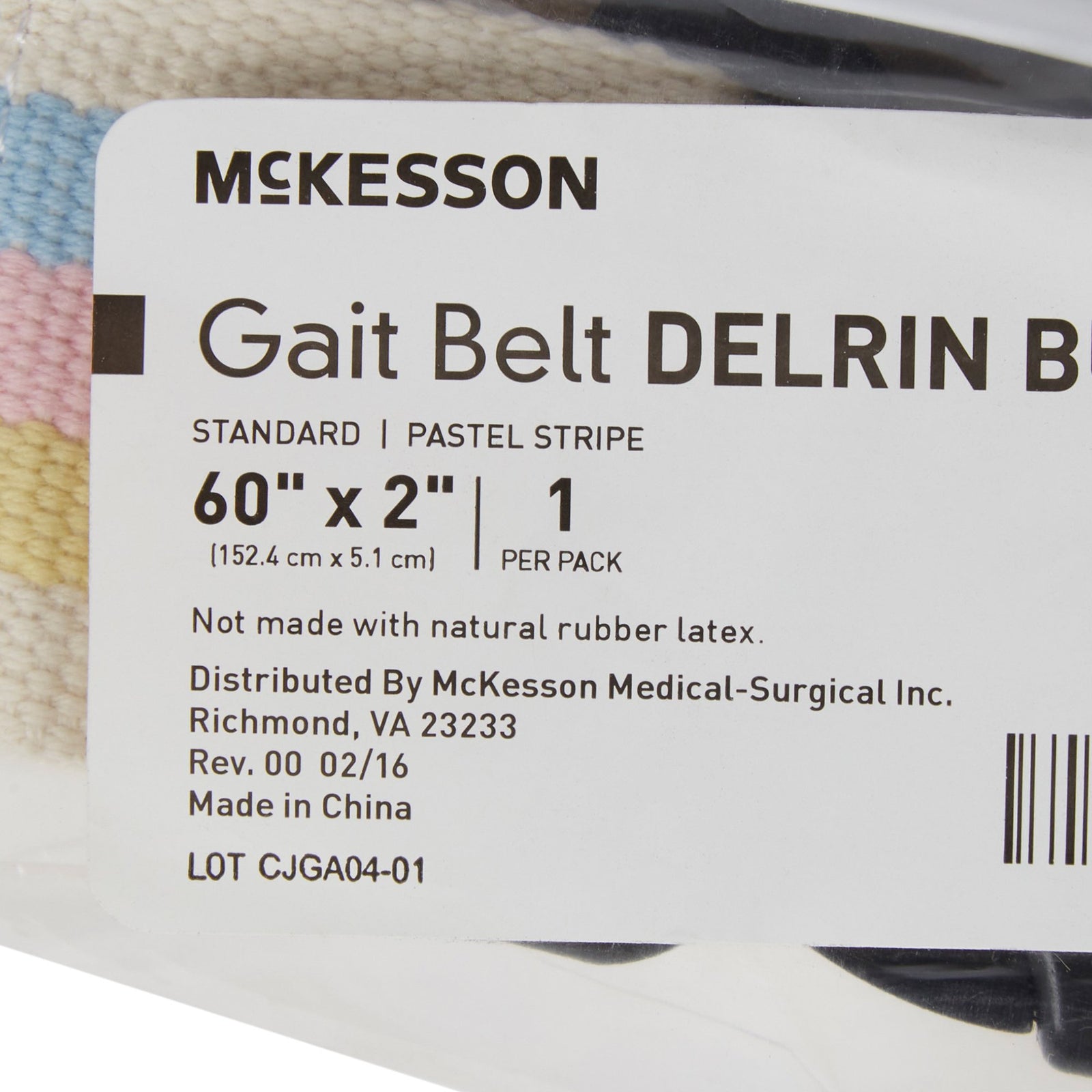 McKesson Gait Belt with Delrin Buckle Pastel Stripe