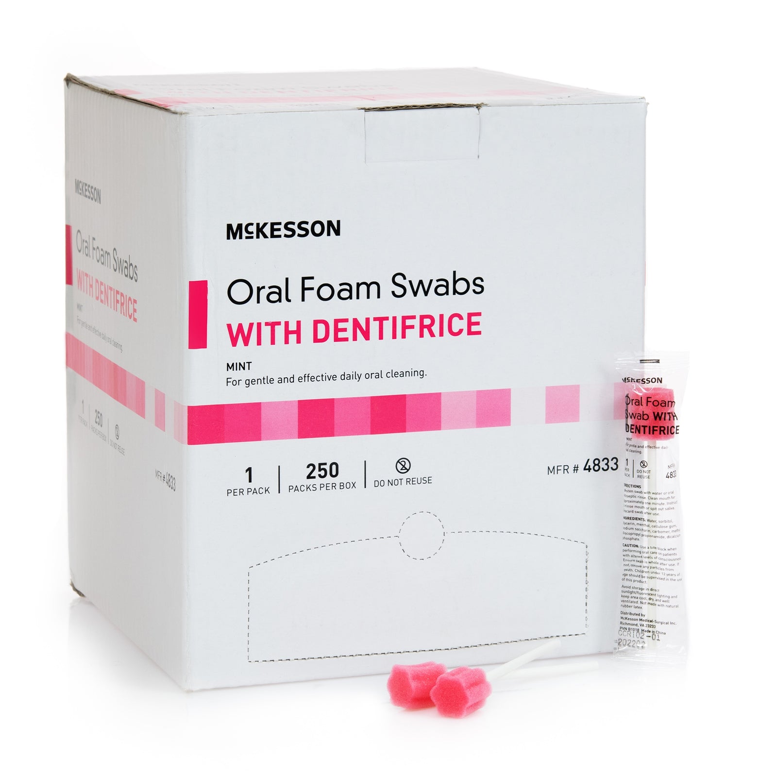 McKesson Oral Foam Swabsticks with Dentifrice Mint