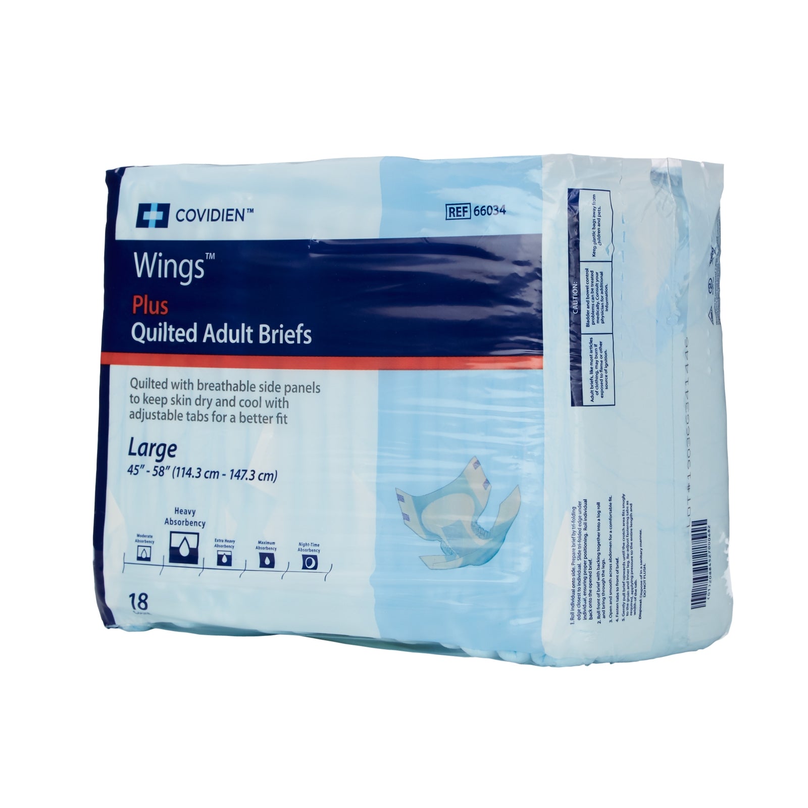 Wings Plus Quilted Adult Large Incontinence Briefs - Heavy Absorbency
