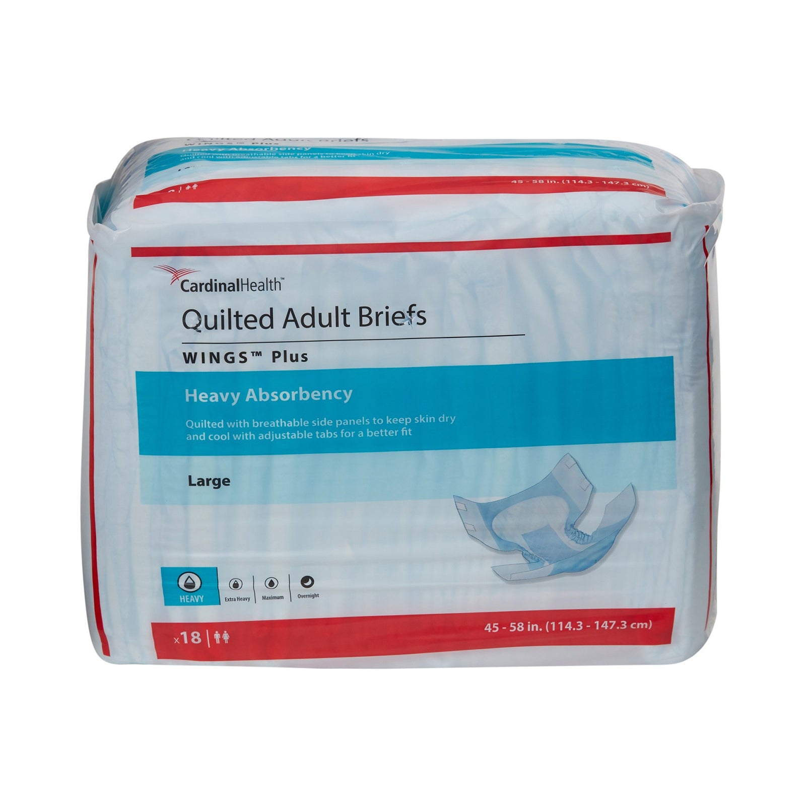 Wings Plus Quilted Adult Large Incontinence Briefs - Heavy Absorbency