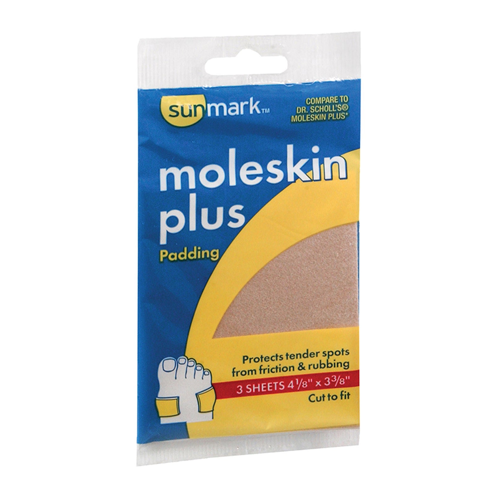 sunmark Moleskin Plus Padding, 4 1/8 x 3 3/8 Inch