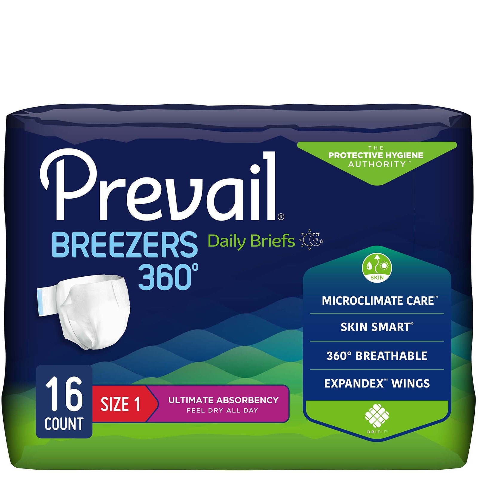 Prevail Breezers Daily Briefs, Size 1, 26-48 Inch