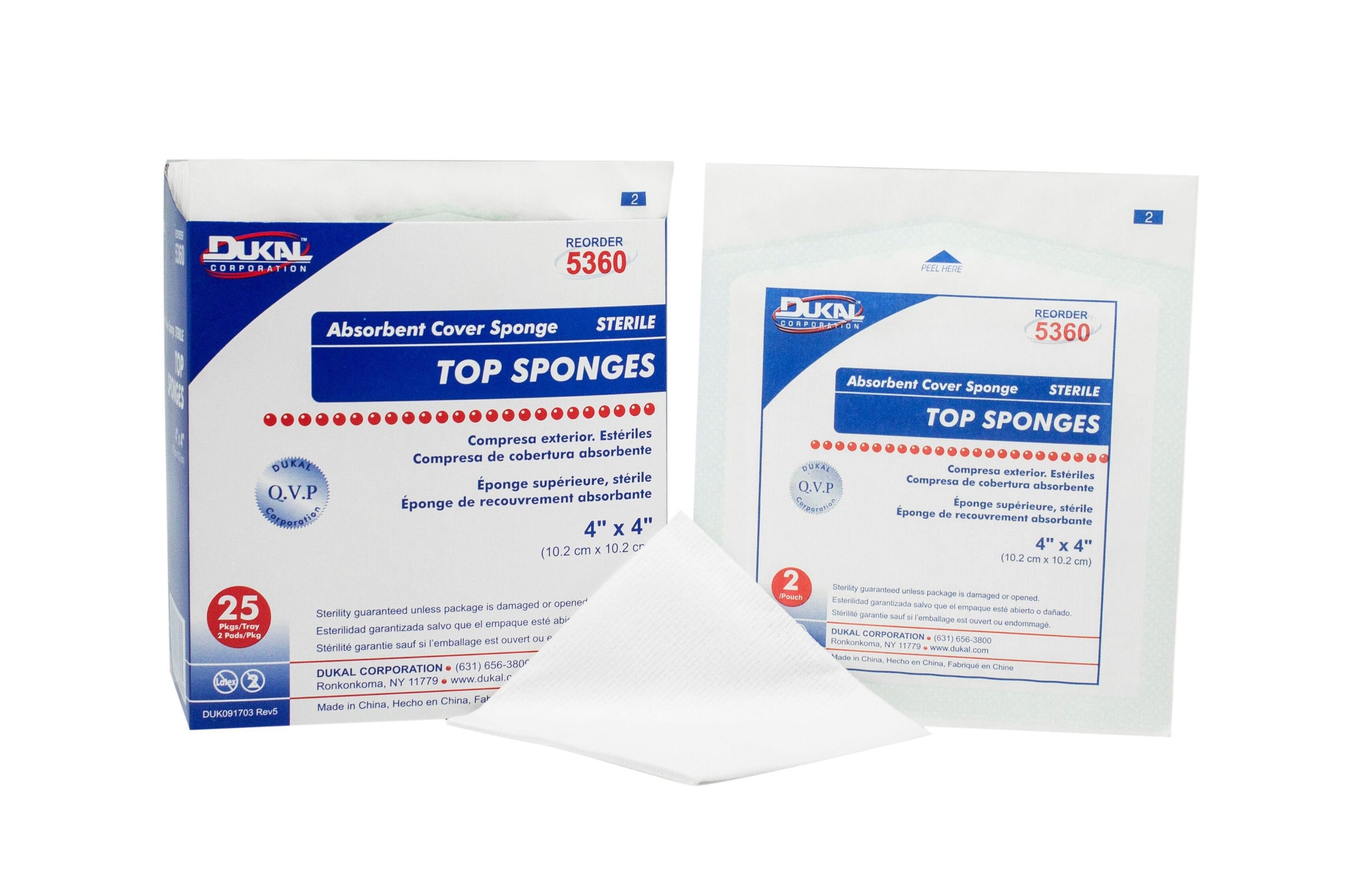 Dukal Cellulose Filled Nonwoven Sponge 4 x 4 Inch Sterile