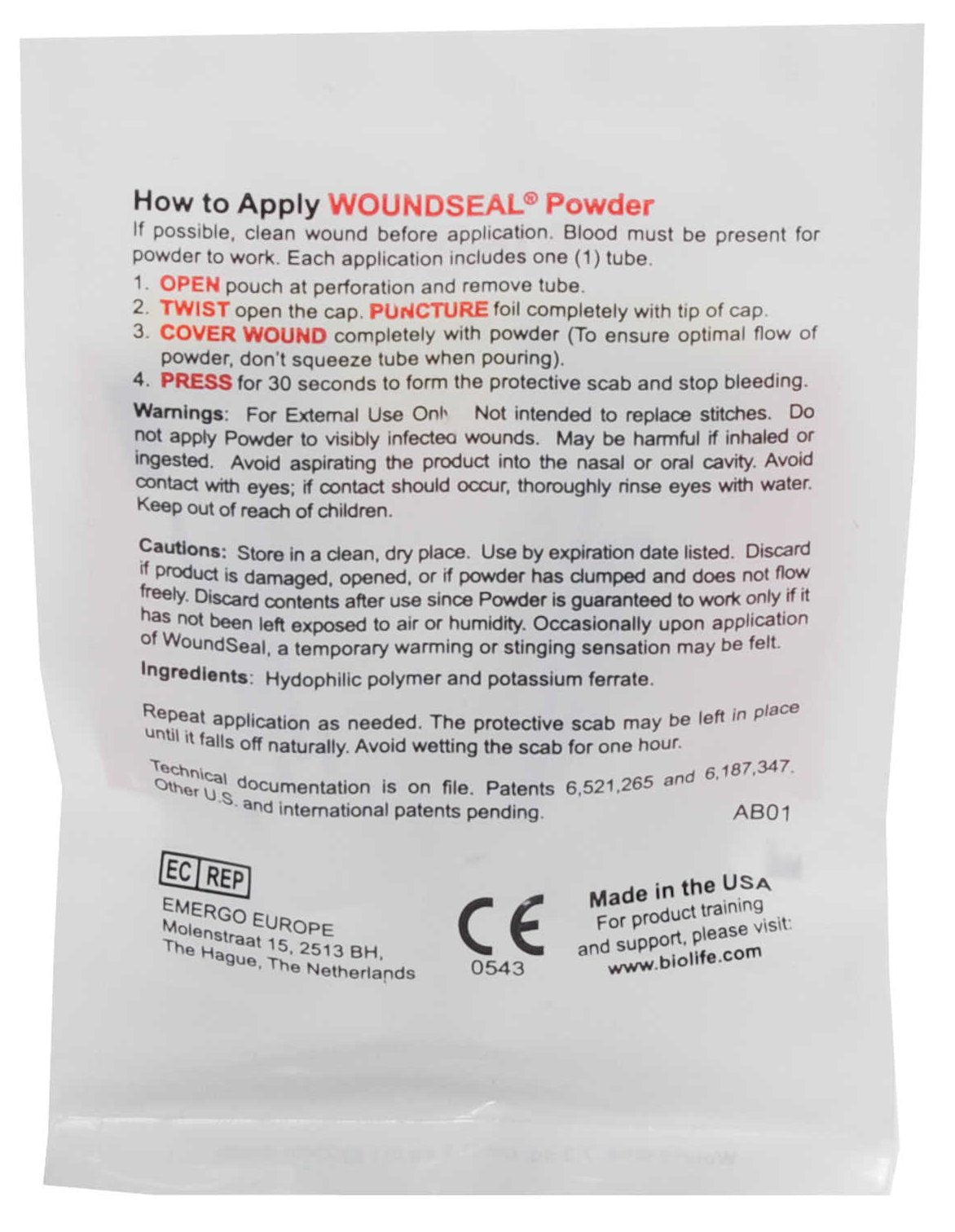 Wound Seal Hemostatic Agent - 2 Pack Sterile