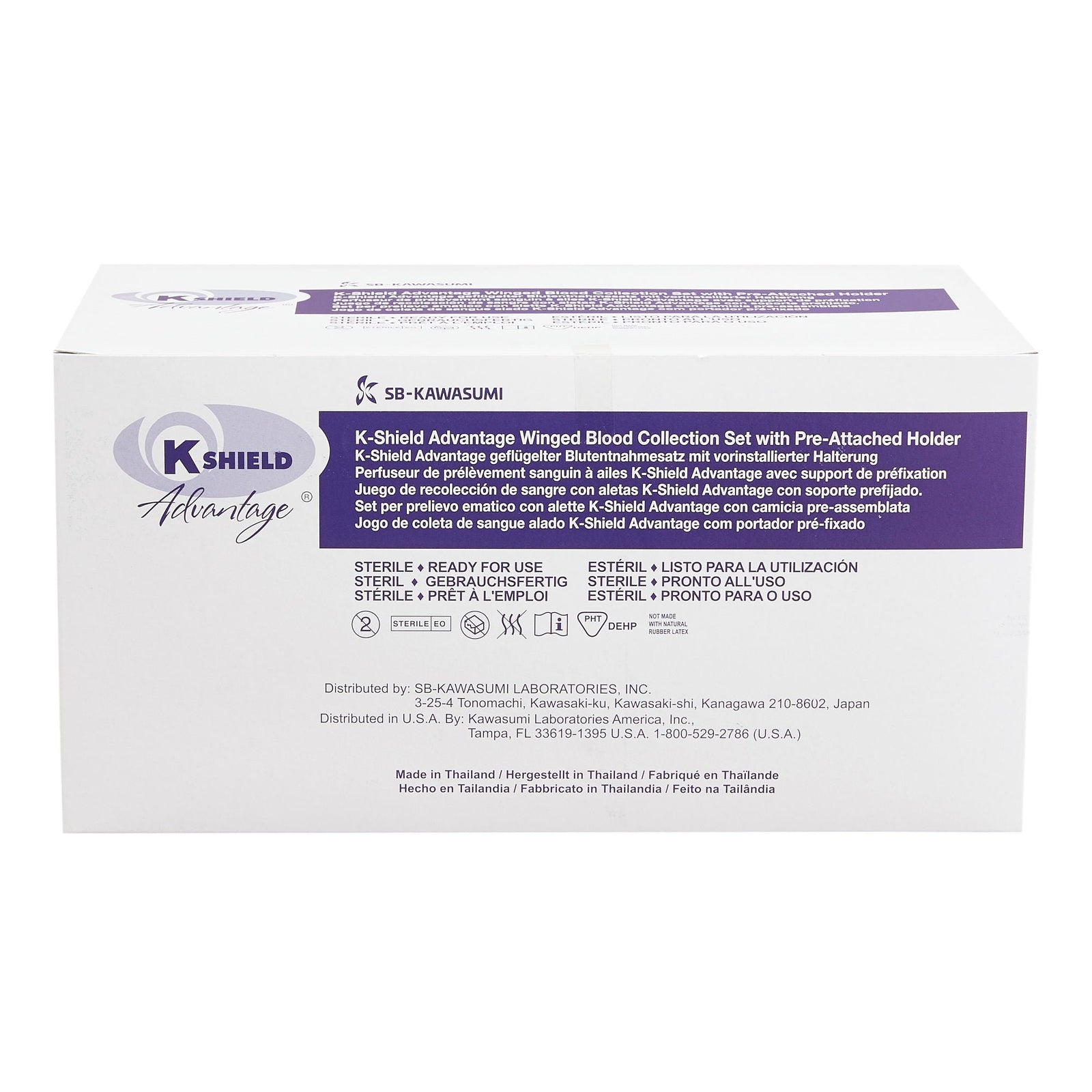 Kawasumi K-Shield Advantage Winged Blood Collection Set with Pre-Attached Holder, 21G x 3/4 Inch