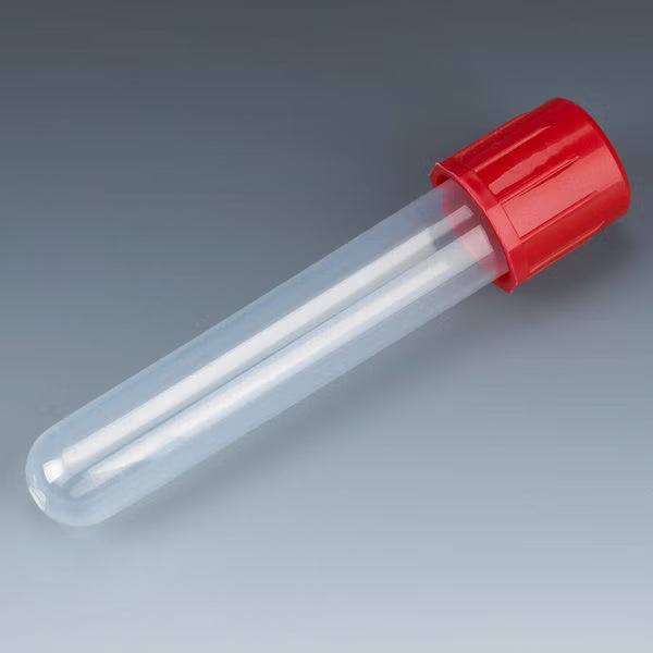 Globe Scientific Centrifuge Tube with Red Screw Cap, 12 x 75 mm