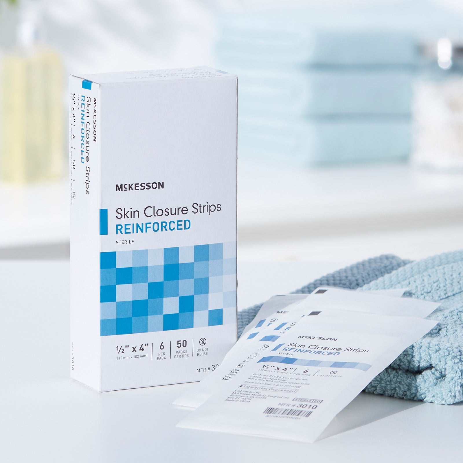 McKesson MedSurg Reinforced Skin Closure Strip, Latex-Free, Sterile, 1/2 X 4 Inch