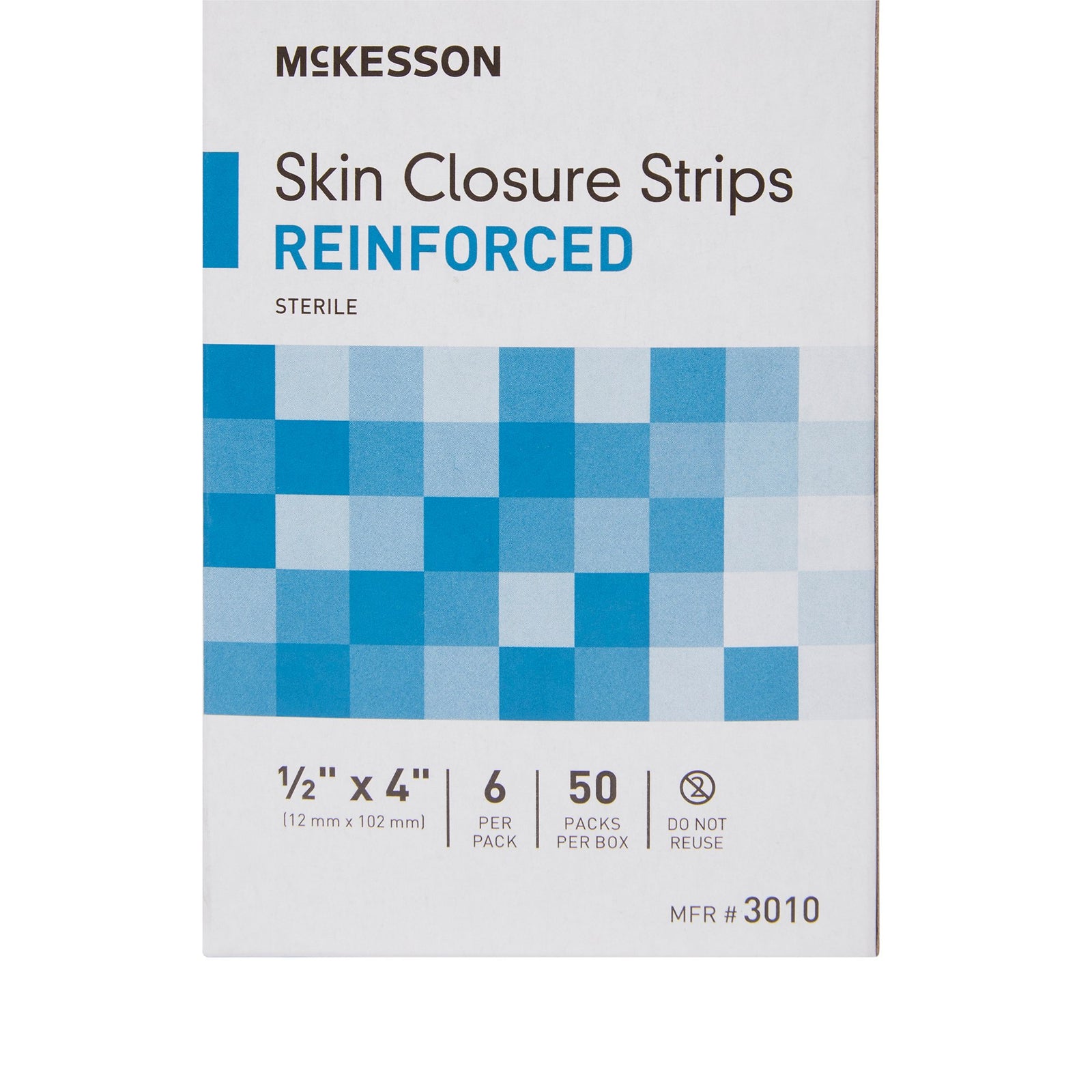 McKesson MedSurg Reinforced Skin Closure Strip, Latex-Free, Sterile, 1/2 X 4 Inch
