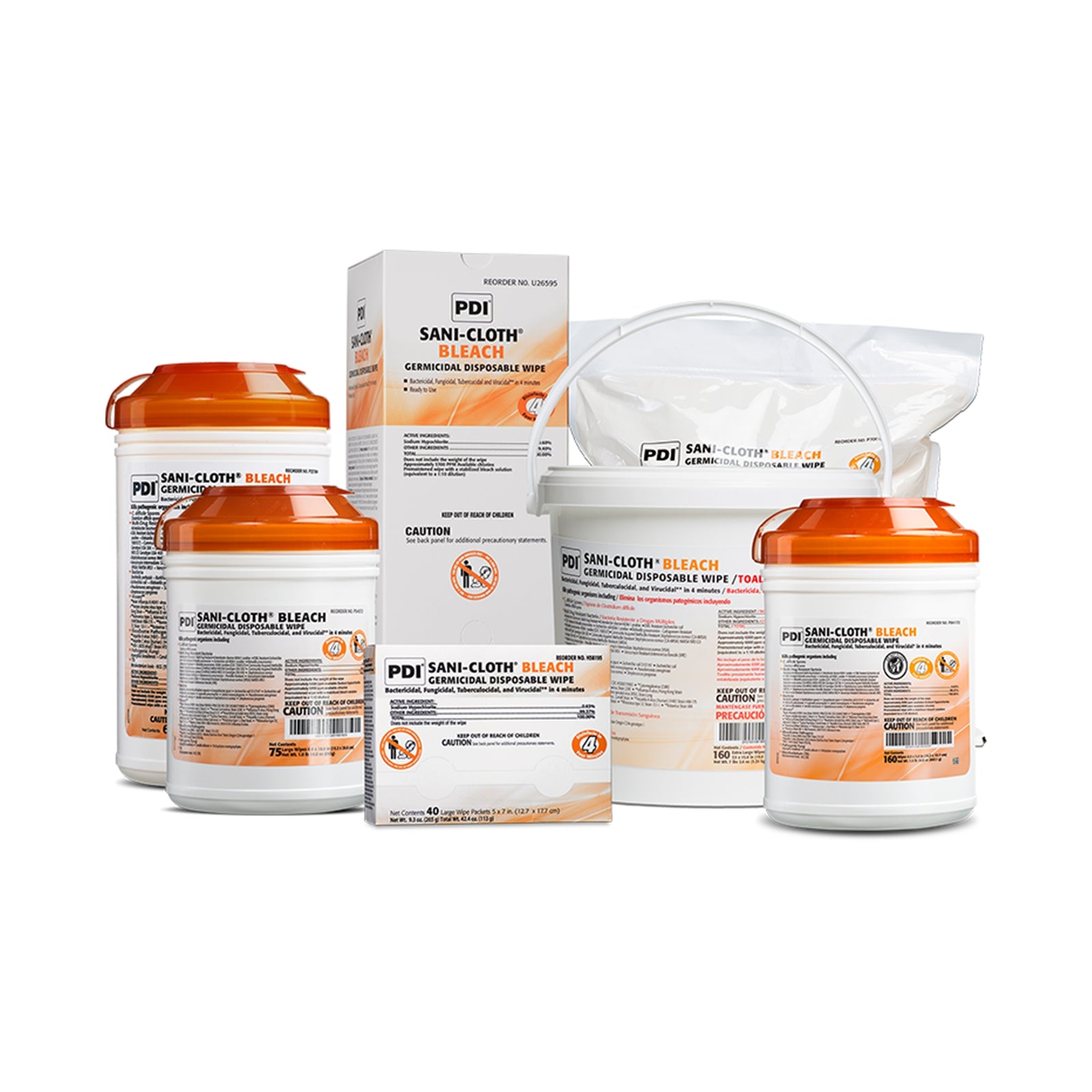 Sani-Cloth® Bleach Premoistened Germicidal Wipes 160 Count Pail