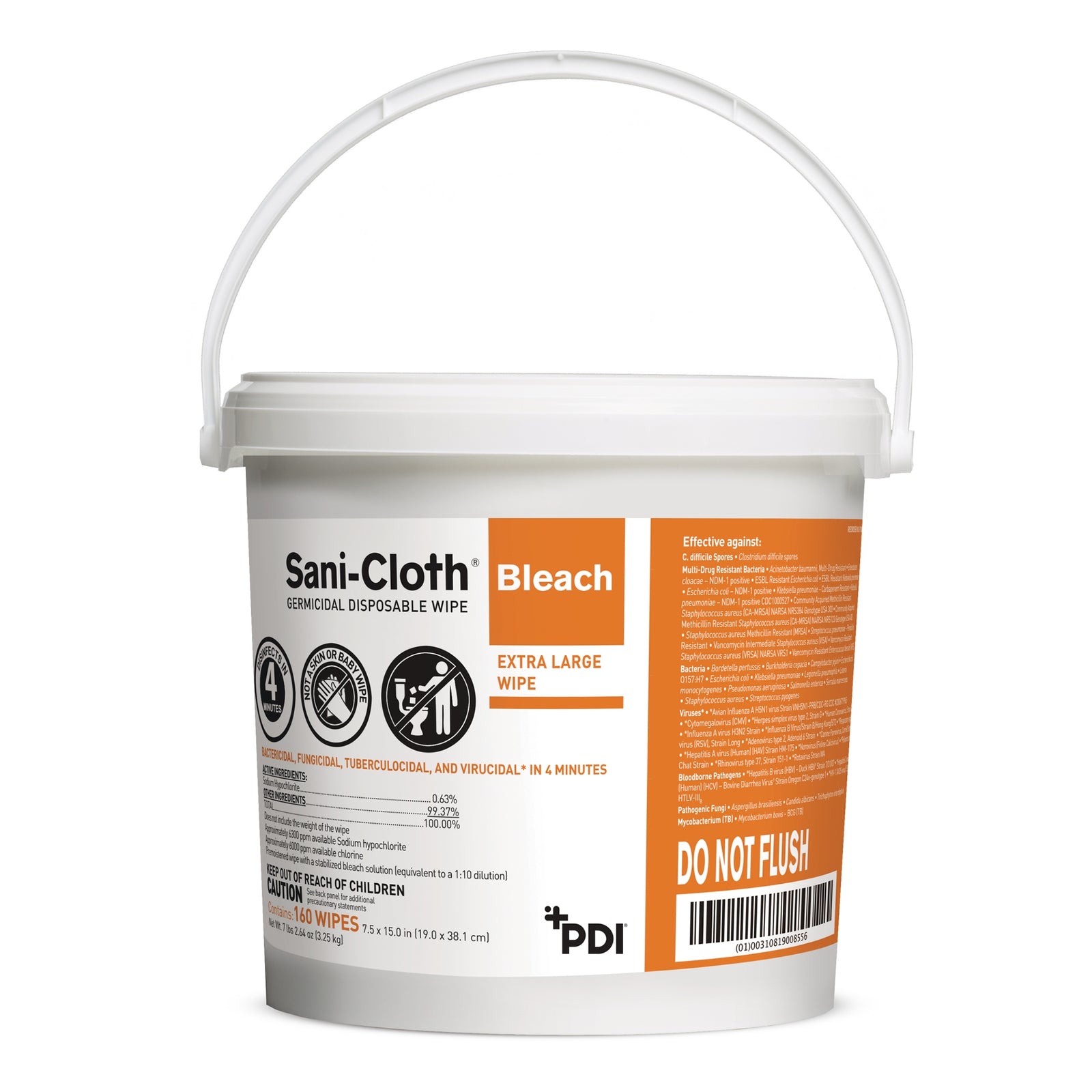 Sani-Cloth® Bleach Premoistened Germicidal Wipes 160 Count Pail