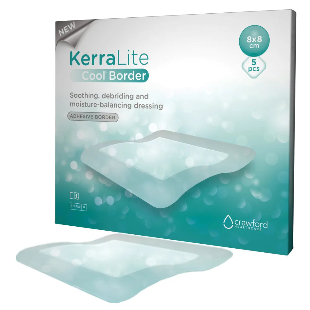 KerraLite Cool Hydrogel Moisture Balancing Dressing, Adhesive Border, 3" x 3"