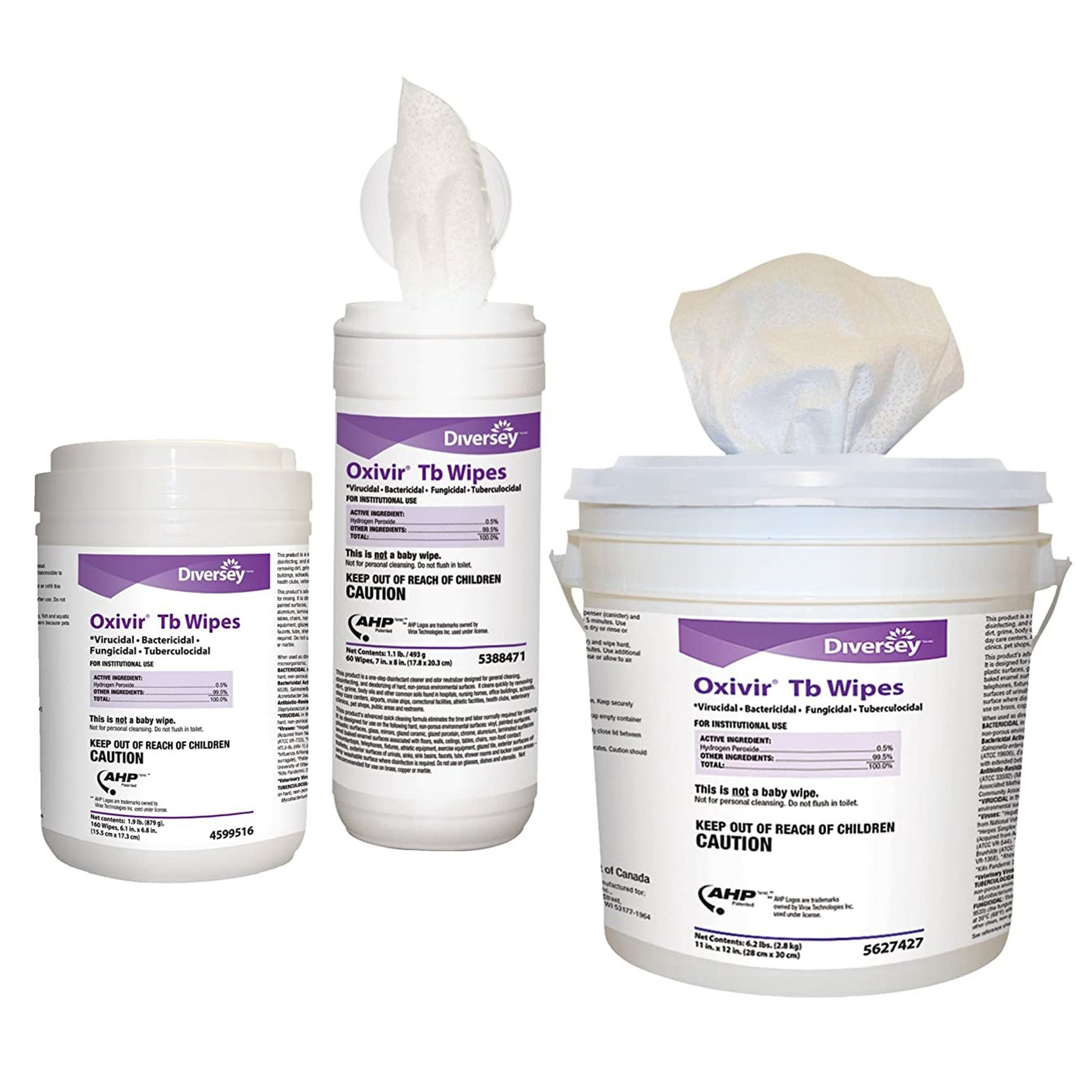 Diversey Oxivir TB Hydrogen Peroxide Surface Disinfectant Wipes 60 Count Canister