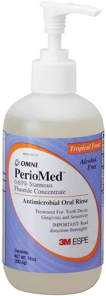 3M PerioMed 0.63% Stannous Fluoride Oral Rinse, Tropical Fruit Flavor, 10 oz Bottle with Pump