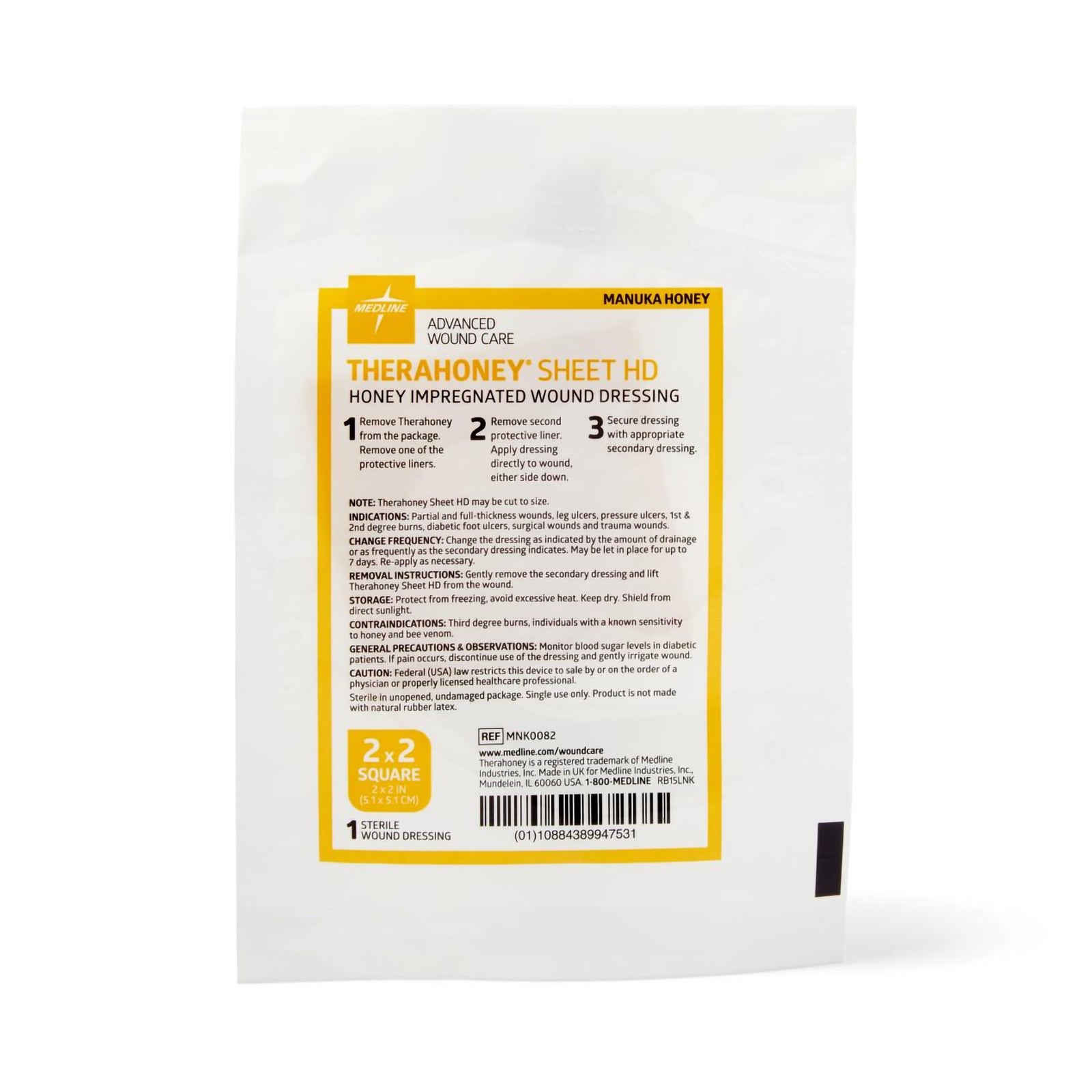 TheraHoney HD Honey Impregnated Wound Dressing 2 x 2 Inch