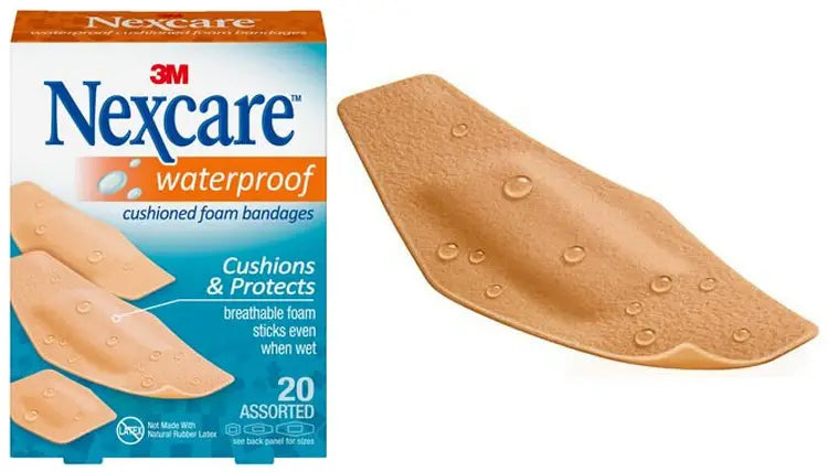 3M Nexcare Waterproof Cushioned Foam Bandages, Box of 20