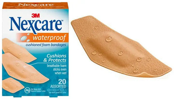 3M Nexcare Waterproof Cushioned Foam Bandages, Box of 20