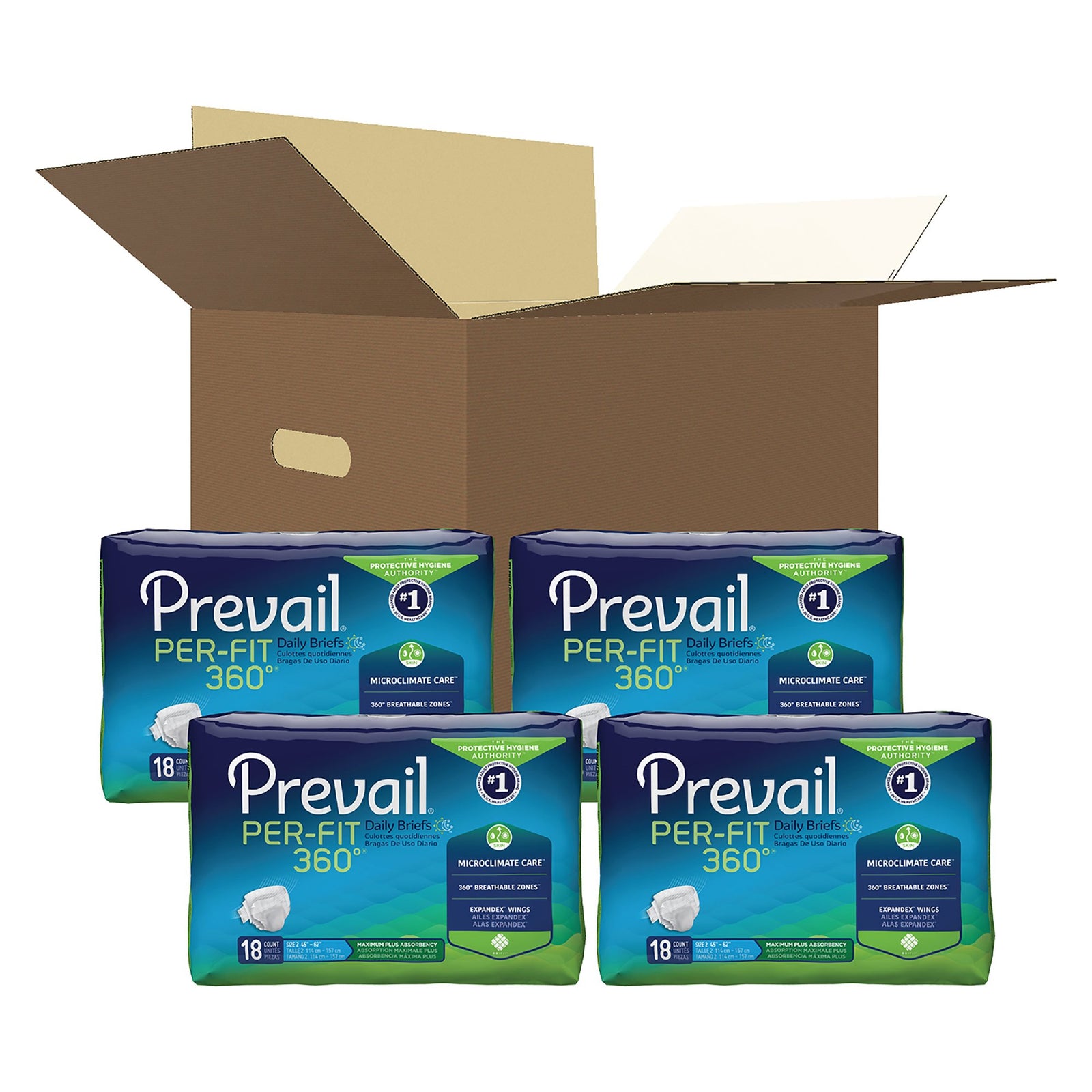 Prevail Per-Fit 360° Adult Incontinence Briefs - Size 2 Large, Heavy Absorbency