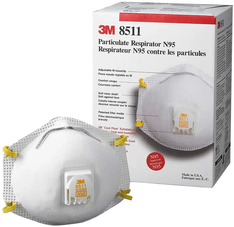 3M™ 8511 N95 Respirator Masks - NIOSH Approved - Box of 10