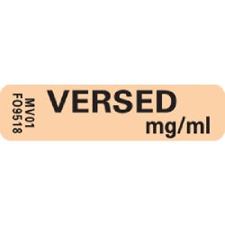 MedVision® Anesthesia Label Versed mg/mL Orange 5/16 x 1-1/4 Inch