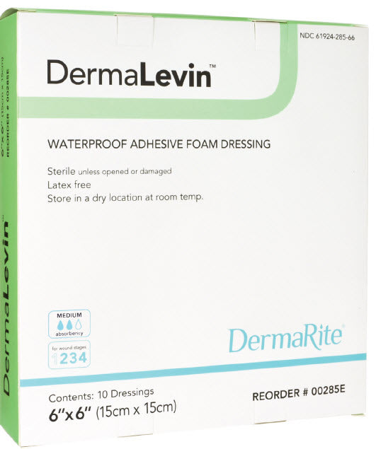 DermaLevin Foam Dressing 4x4 Inch with Border