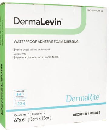 DermaLevin Foam Dressing 4x4 Inch with Border
