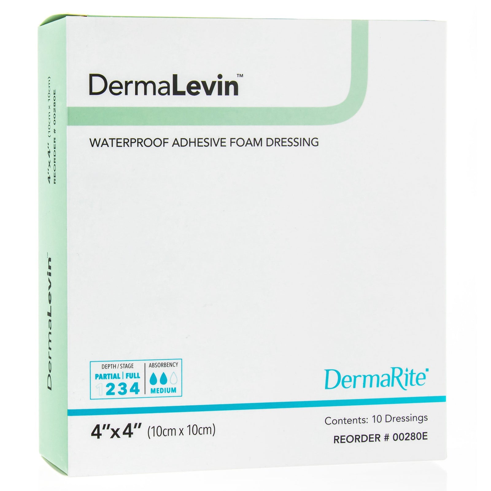 DermaLevin Foam Dressing 4x4 Inch with Border