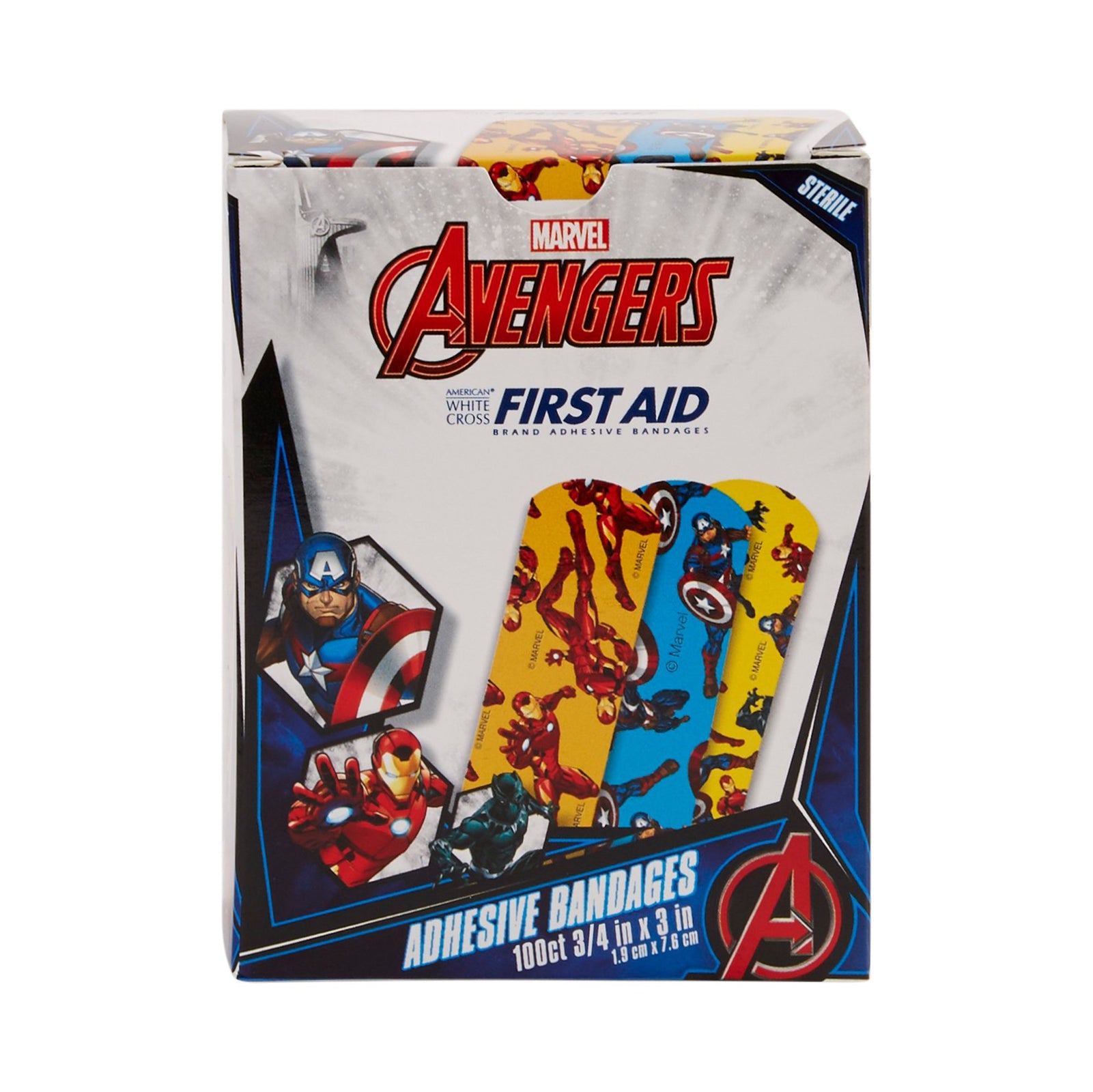 Stat Strip Pediatric Adhesive Bandages 3/4 x 3 Inch with Superhero Designs