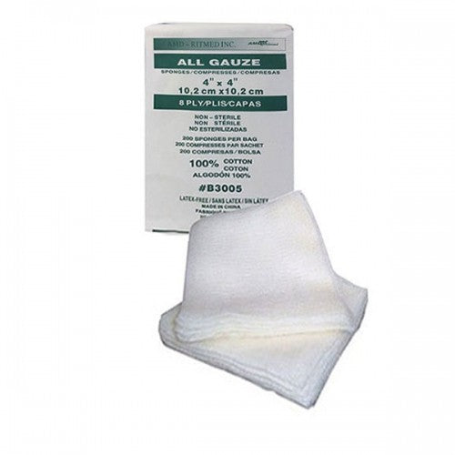 4x4 Inch 8-Ply Non-Sterile Gauze Sponges