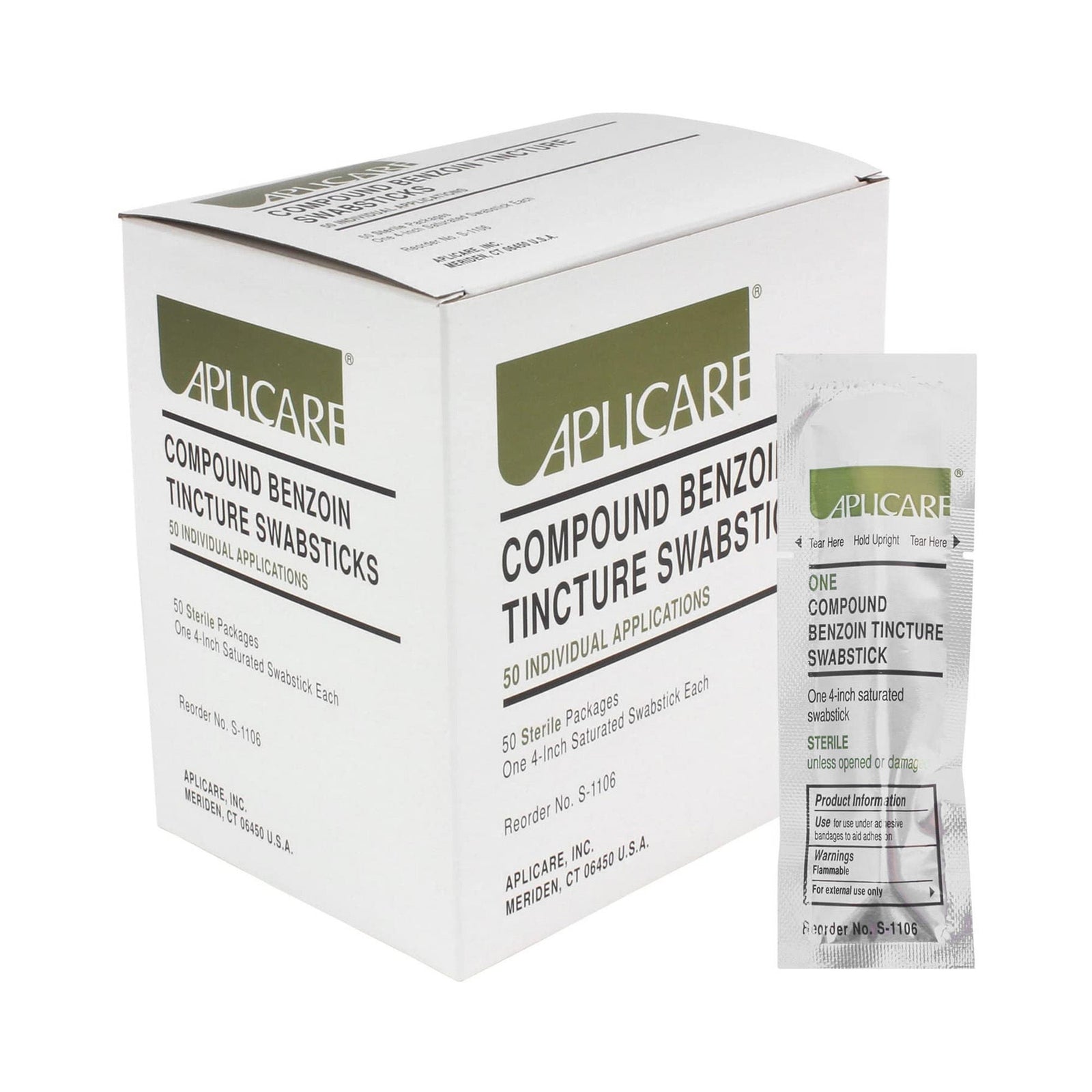 Aplicare Compound Benzoin Tincture Swabstick, Sterile, 4 Inch