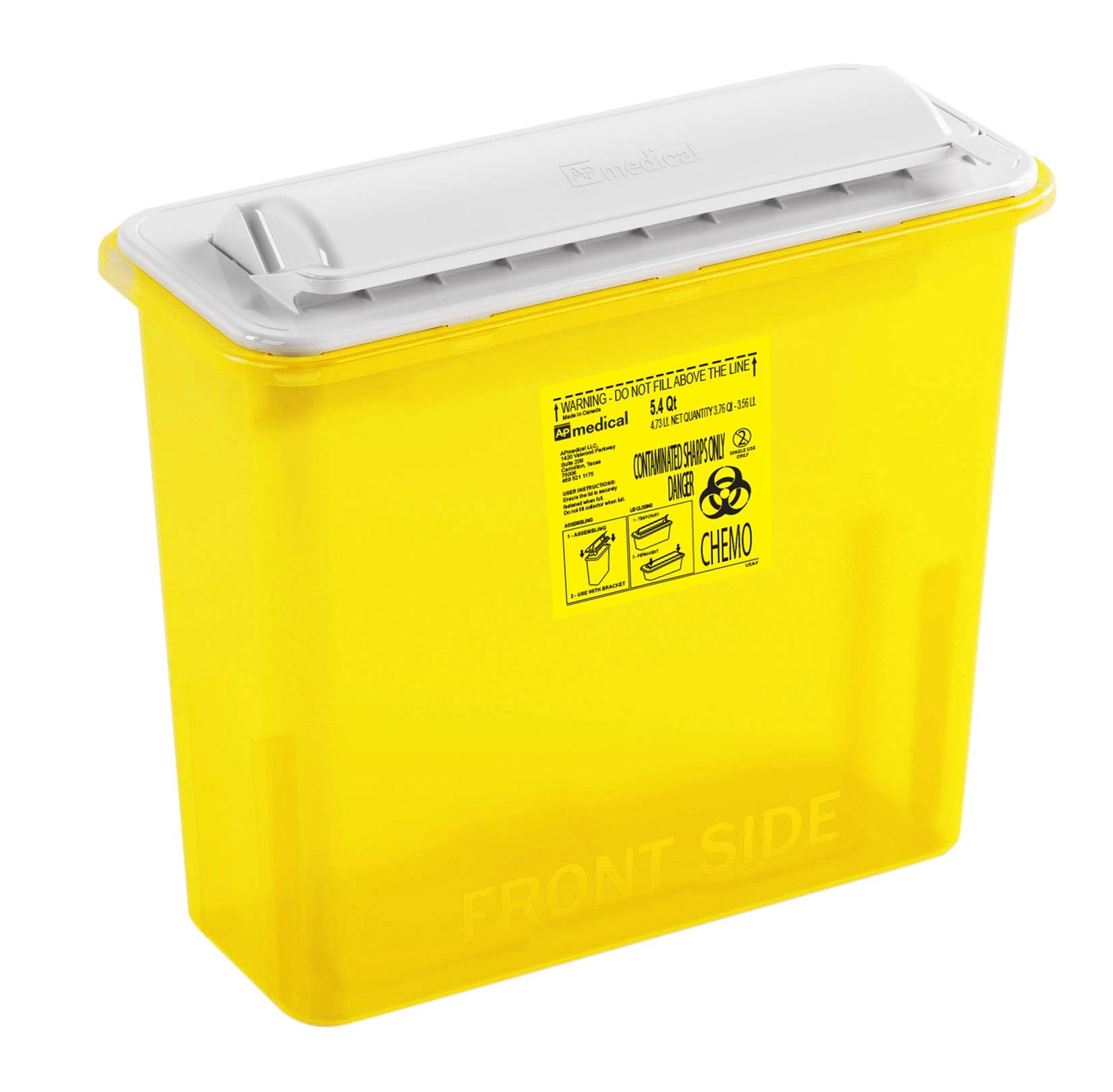 Chemotherapy Waste Container Yellow Base 1.35 Gallon