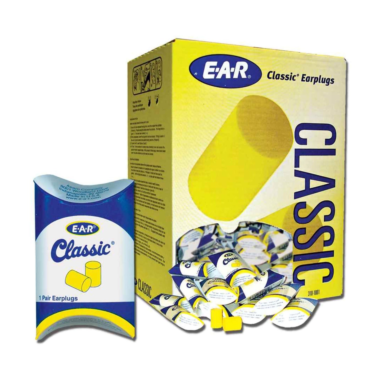 R3 Safety E-A-R Classic Yellow PVC Foam Ear Plugs