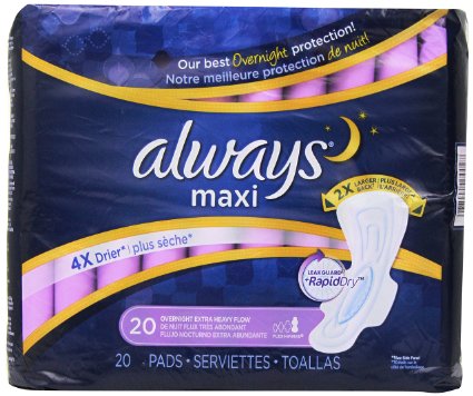 Always Maxi Pad, Extra Heavy Overnight with Wings
