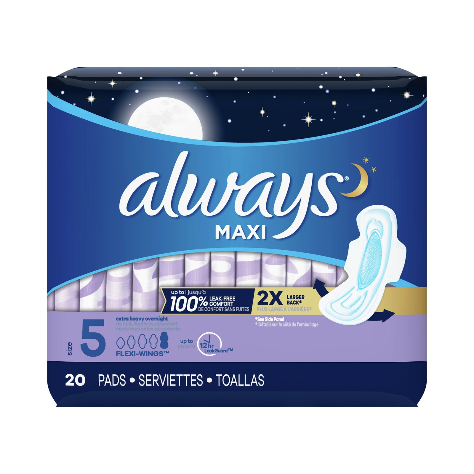 Always Maxi Pad, Extra Heavy Overnight with Wings