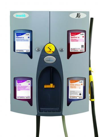 Diversey J-Fill QuattroSelect Gray Powder Coated Steel Chemical Dispenser 7.5 x 18.5 x 24.25 Inch