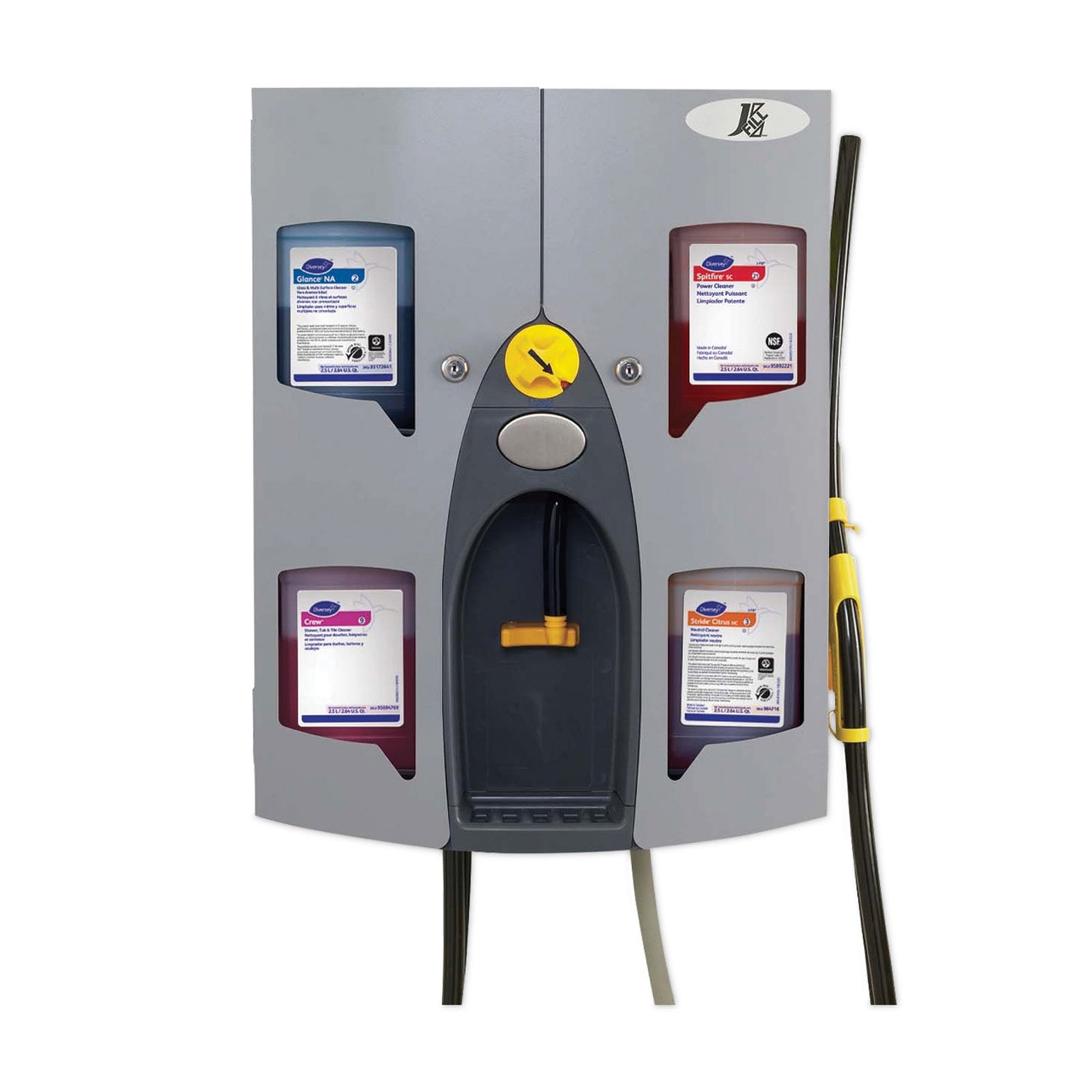 Diversey J-Fill QuattroSelect Gray Powder Coated Steel Chemical Dispenser 7.5 x 18.5 x 24.25 Inch