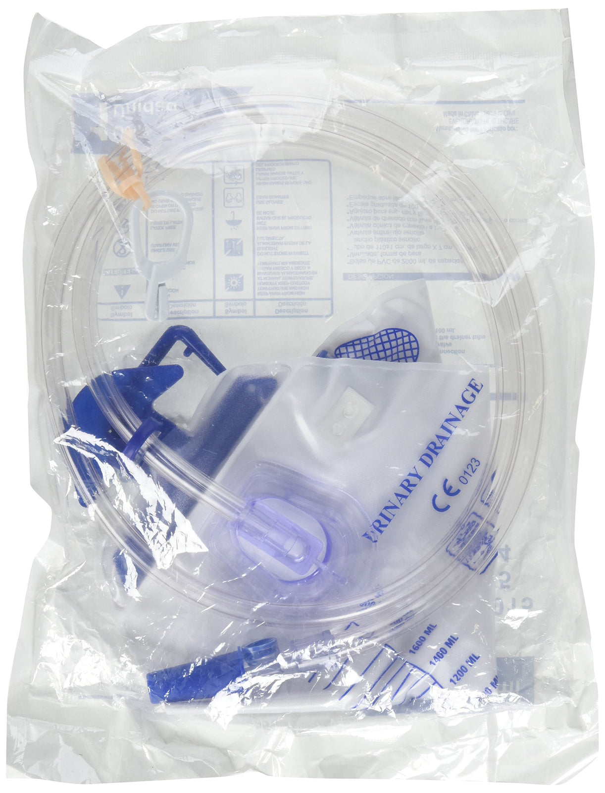 AMSure Urinary Drainage Bag with Teardrop Double-Hook and Anti-Reflux Chamber, 2000mL