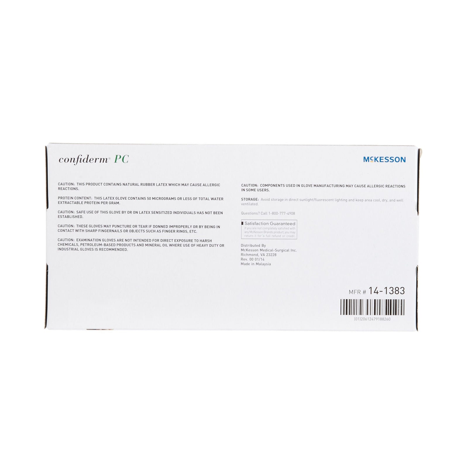 McKesson Confiderm PC Polymer-Coated Latex Exam Gloves, Large