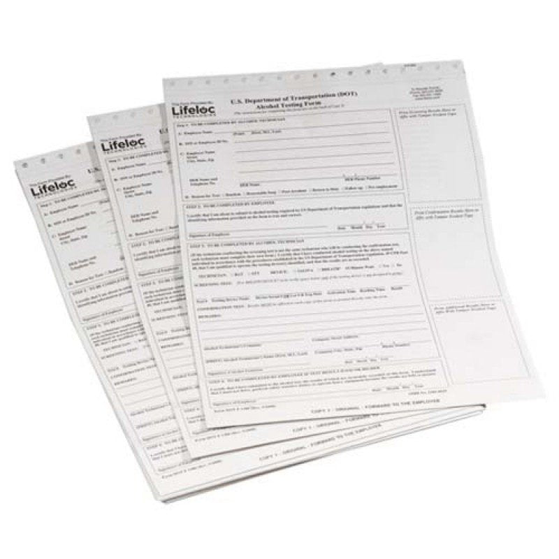 DOT Three-Part Breath Alcohol Test Form