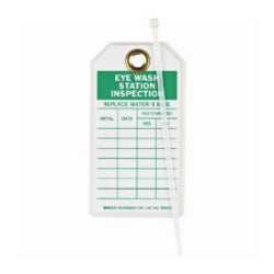 Brady™ Eye Wash Station Inspection Tag 3 x 5-3/4 Inch Green/White