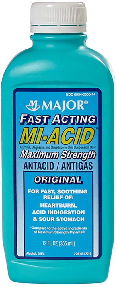 Major Fast Acting Mi-Acid Maximum Strength Antacid / Antigas Suspension, Original, 355 mL