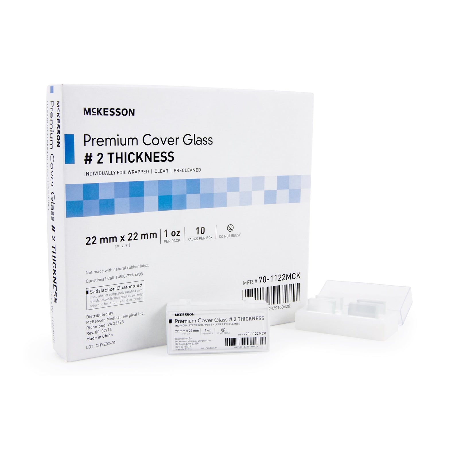 McKesson MedSurg Premium Microscope Cover Glass No. 2, 22 x 22 mm