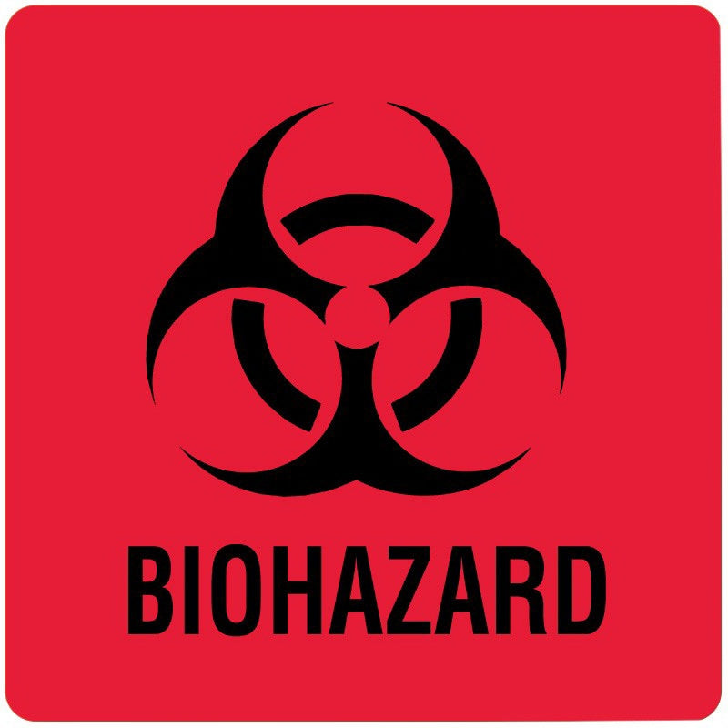 Biohazard Warning Label 8 x 10 Inch Red Paper with Black Symbol