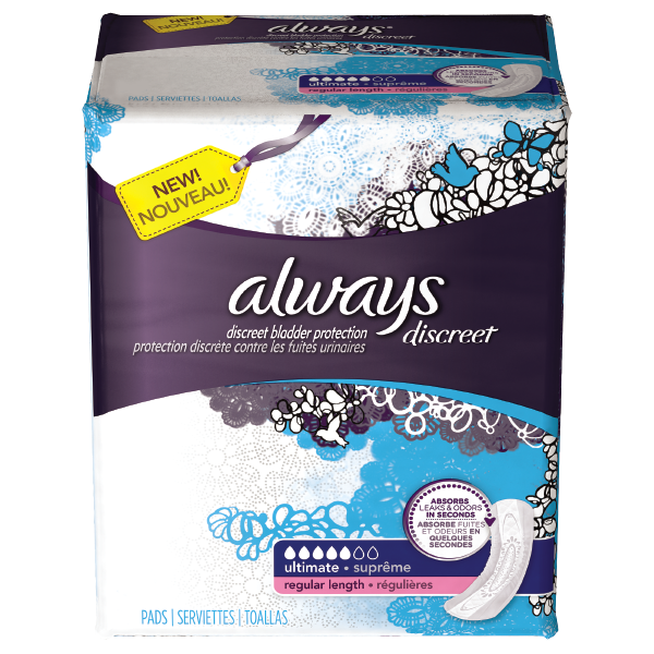 Always Discreet Ultimate Incontinence Pads, Regular Length