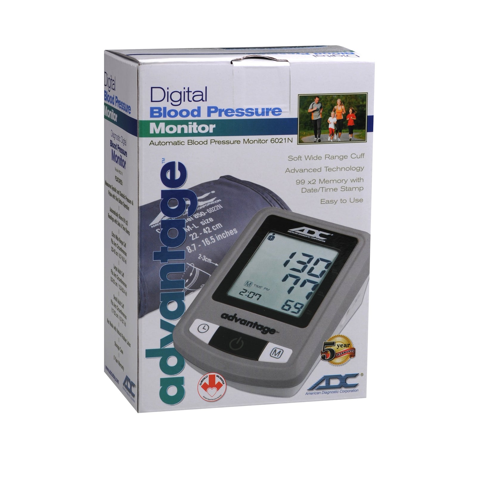 Home Automatic Digital Blood Pressure Monitor with Small Adult Cuff (17-22 cm)