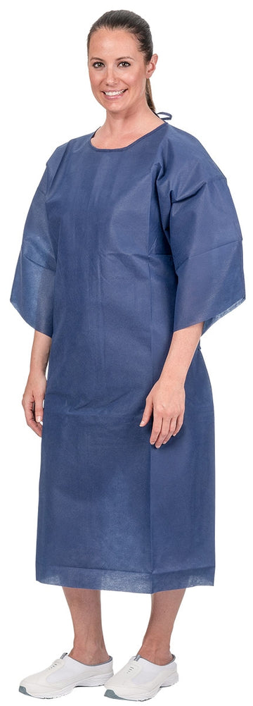 Blue Disposable Patient Exam Gown One Size Fits Most